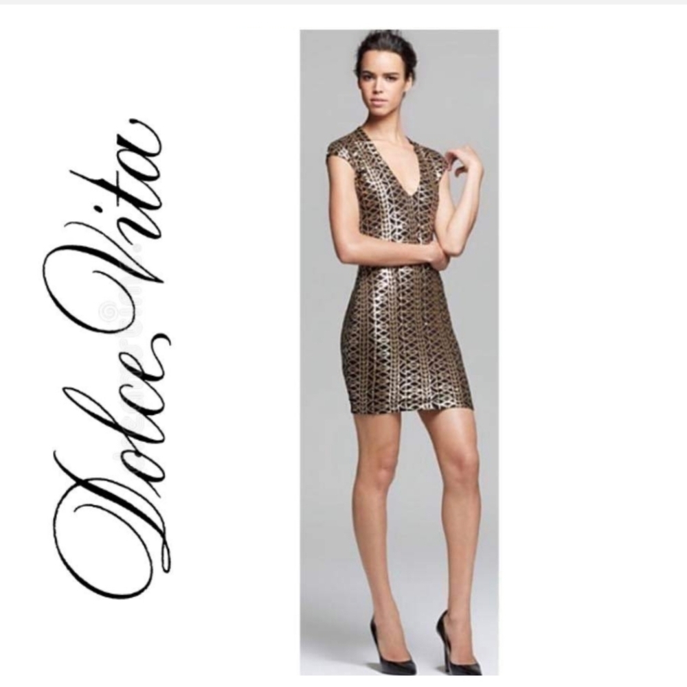 ✨Dolce Vita Dionna Tribal Sequins Dress in Black/Gold Size M